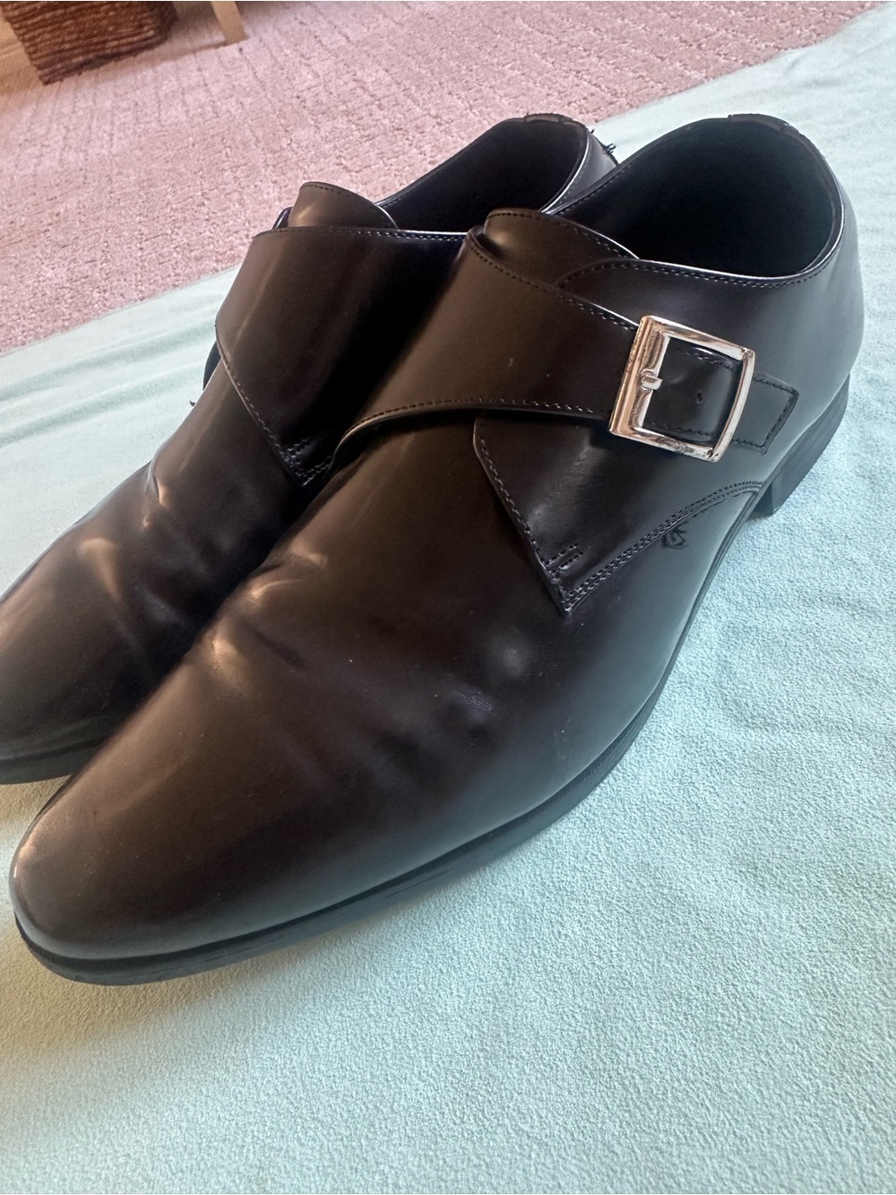 Zara Black Leather Single Monk Strap Dress Shoes